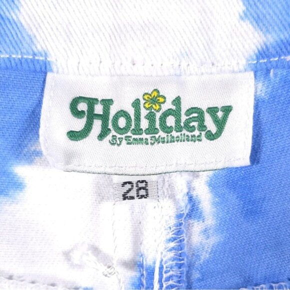 NWT Holiday by Emma Mulholland Tie Dye Wide Leg Straight Jeans Cotton Size 28 - Picture 4 of 13